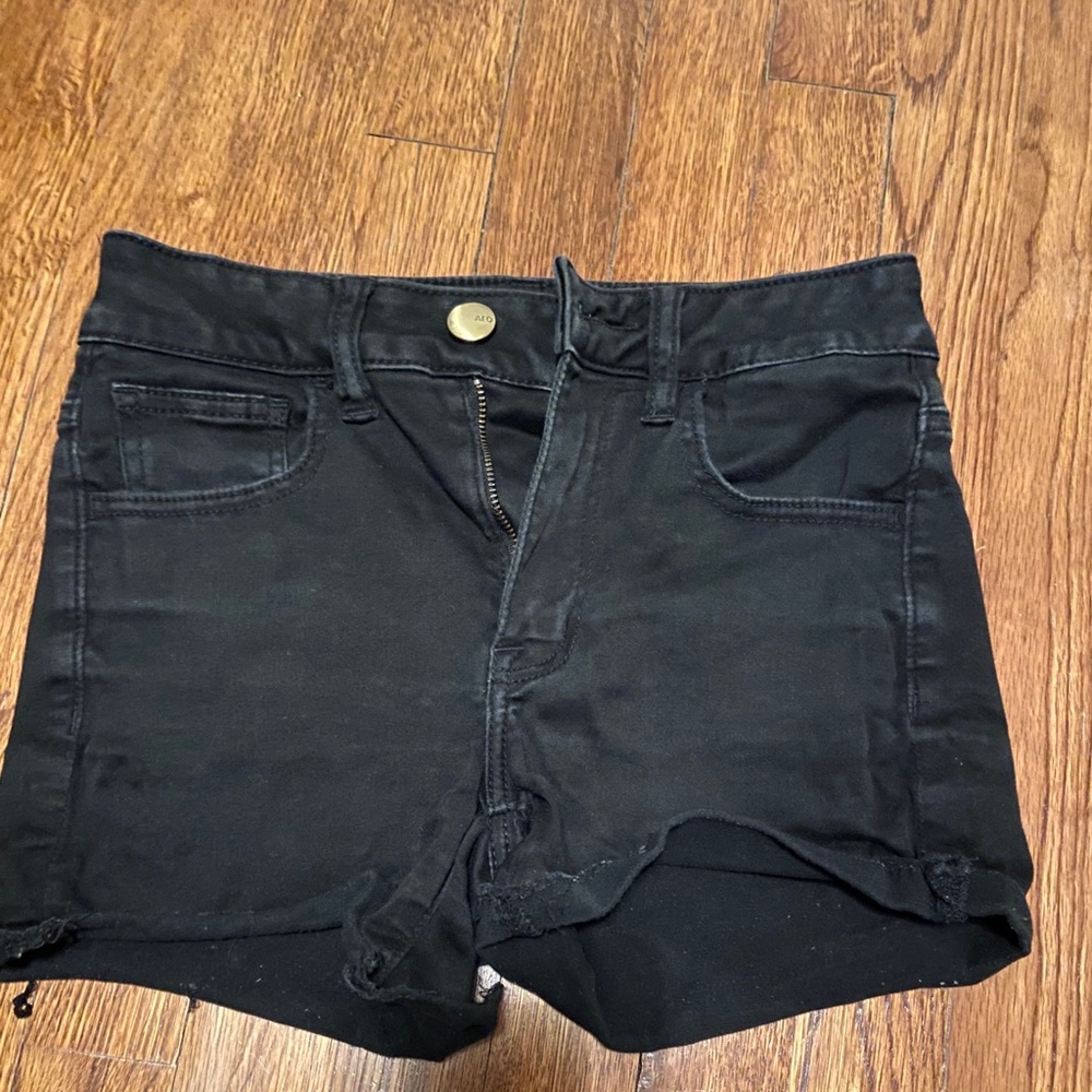 Black denim shorts